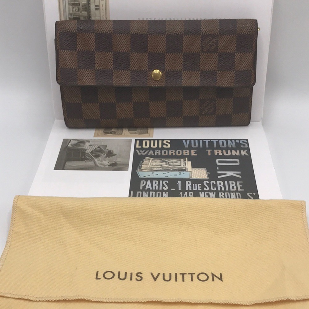 Louis Vuitton Damier Ebene Brown Checkered Continental Wallet